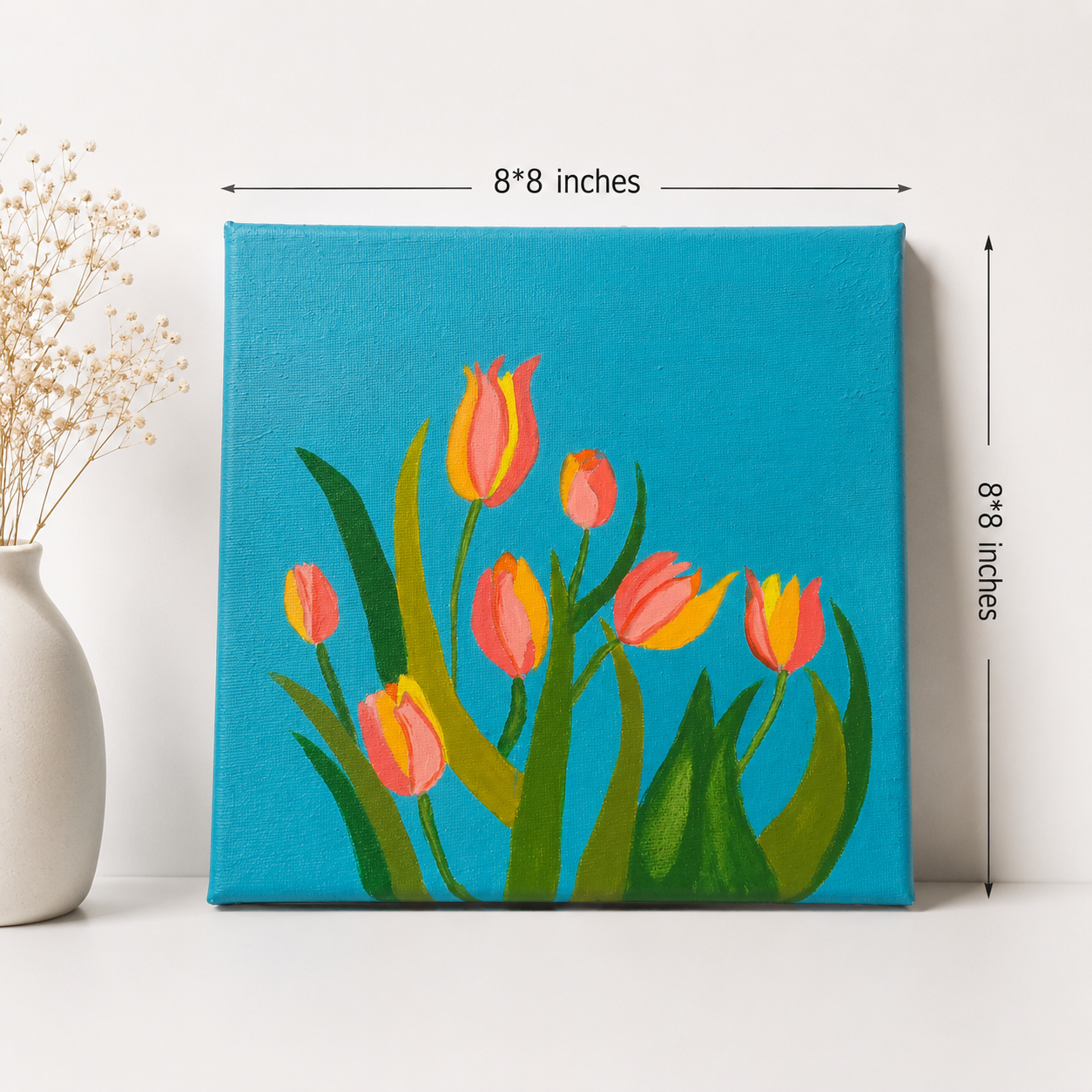 Hand-Painted Tulips Canvas Painting 🌷✨